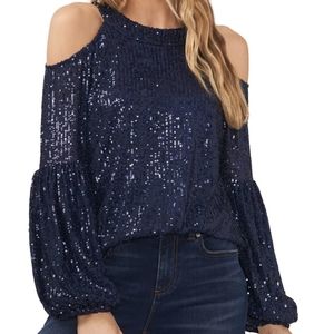 Cold Shoulder Sequined Blouse